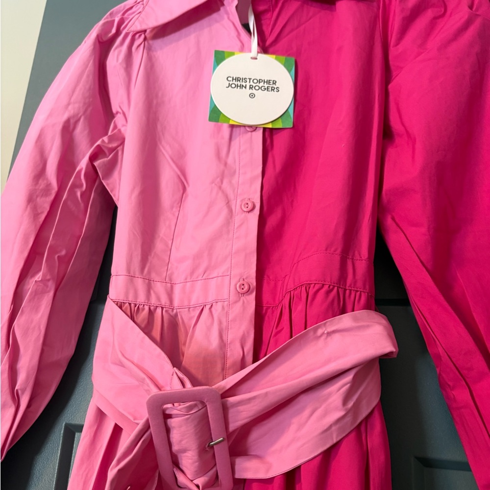 NWT Christopher John Roger for Target pink Colorblock Maxi Shirtdress - Picture 4 of 4